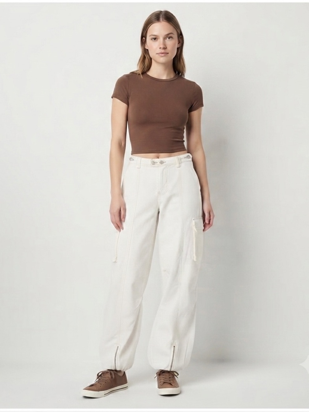Forever 21 Cargo Womens Cinched Mid Rise Juniors Jogger Pant